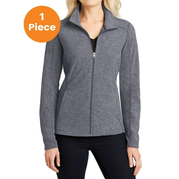 Port Authority L235 Ladies Heather Microfleece Full-Zip Jacket, True Navy Heather, S, Womens Fleece Jackets