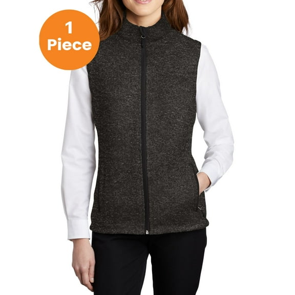 Port Authority L236 Ladies Sweater Fleece Vest , Black Heather, XL, Womens Sweater Vests
