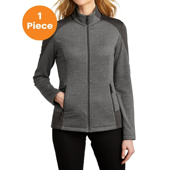 Port Authority L239 Ladies Grid Fleece Jacket , Grey Smoke Heather/ Grey Smoke, XL, Women's Motorcycle Jackets