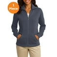 thumbnail image 1 of Port Authority L293 Ladies Slub Fleece Full-Zip Jacket, Slate Grey, XS, Womens Hoodies, 1 of 1