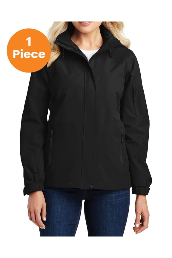 L304 Ladies All-Season II Jacket, Black/Black, 4XL, Womens Fleece Jackets