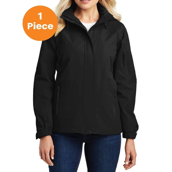 Port Authority L304 Ladies All-Season II Jacket, Black/Black, XS, Womens Fleece Jackets