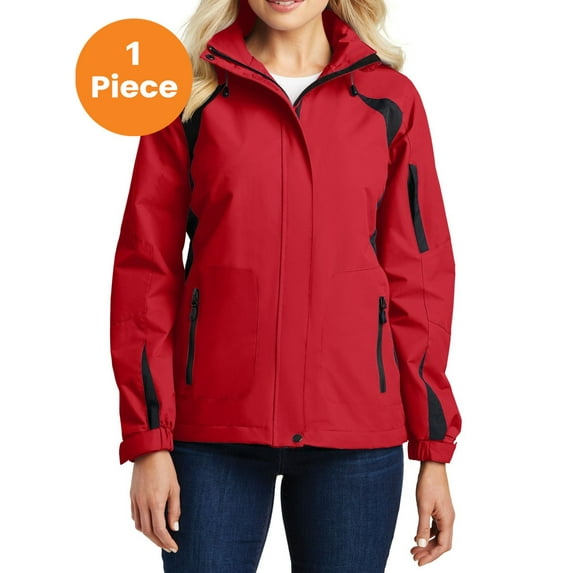 Port Authority L304 Ladies All-Season II Jacket, True Red/Black, S, Womens Fleece Jackets