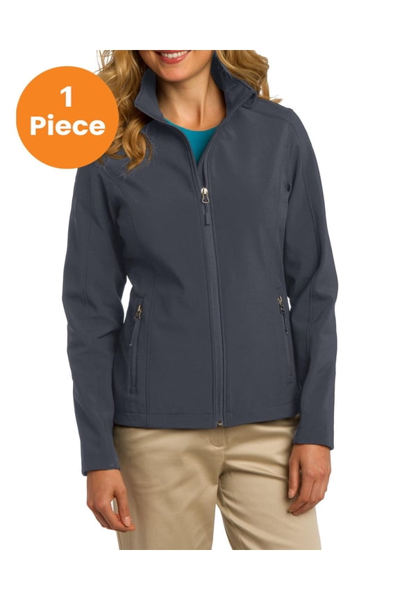 L317 Ladies Core Soft Shell Jacket, Battleship Grey, XS, Womens Fleece Jackets