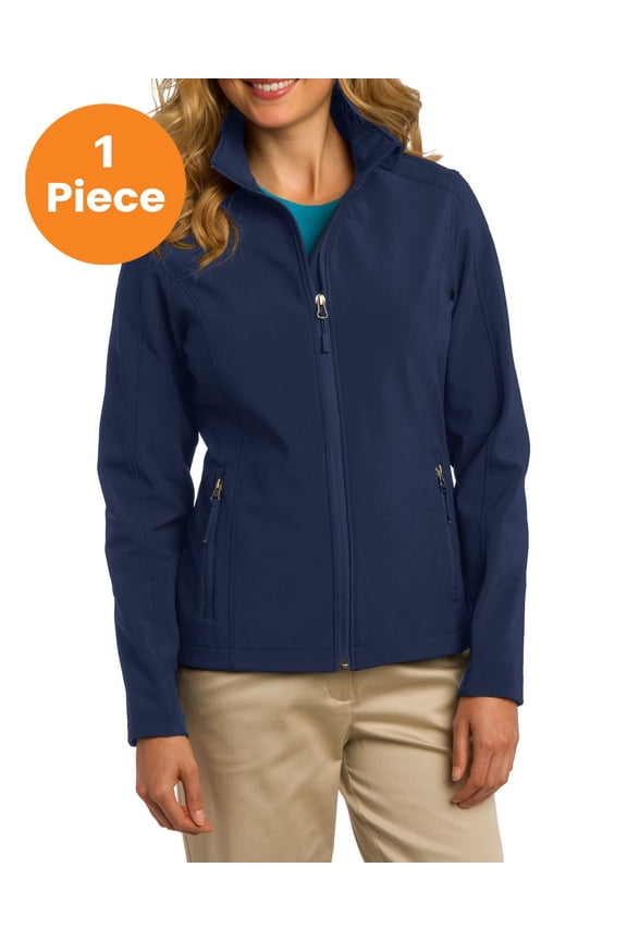 L317 Ladies Core Soft Shell Jacket, Dress Blue Navy, L, Womens Fleece Jackets