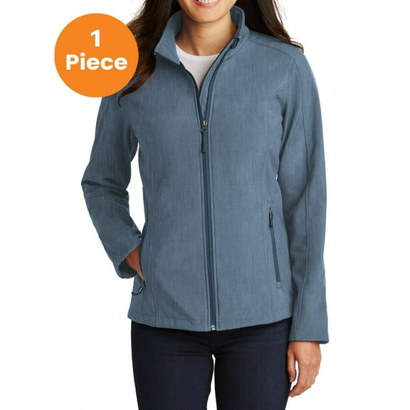 Port Authority L317 Ladies Core Soft Shell Jacket, Navy Heather, L, Womens Fleece Jackets