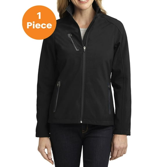 Port Authority L324 Ladies Welded Soft Shell Jacket , Black, L, Womens Fleece Jackets