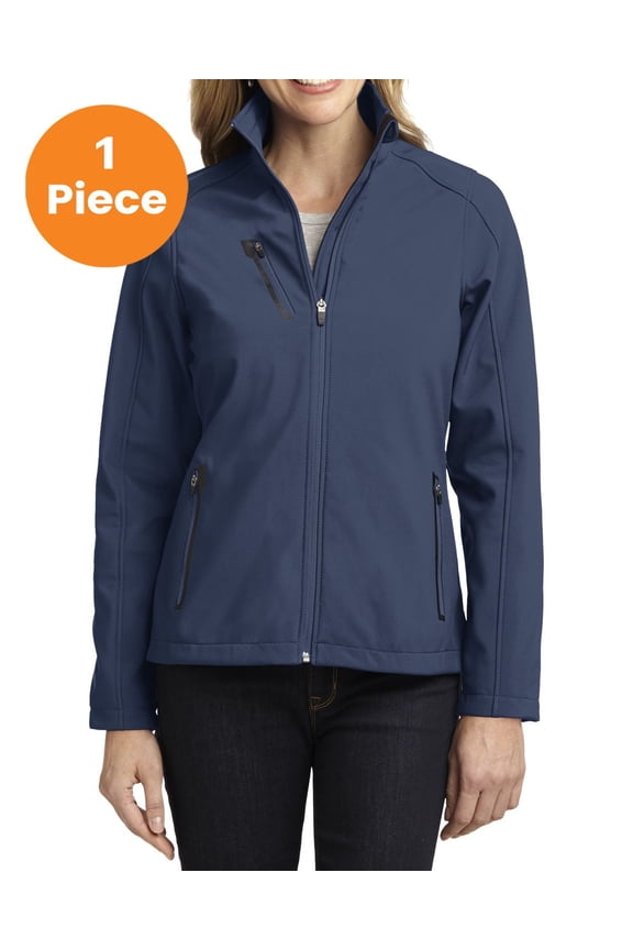 L324 Ladies Welded Soft Shell Jacket , Dress Blue Navy, XXL, Womens Coats
