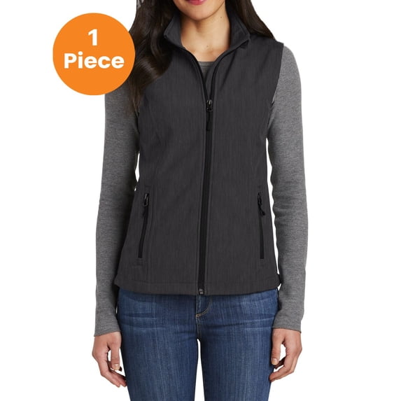 Port Authority L325 Ladies Core Soft Shell Vest , Black Charcoal Heather, L, Womens Vests