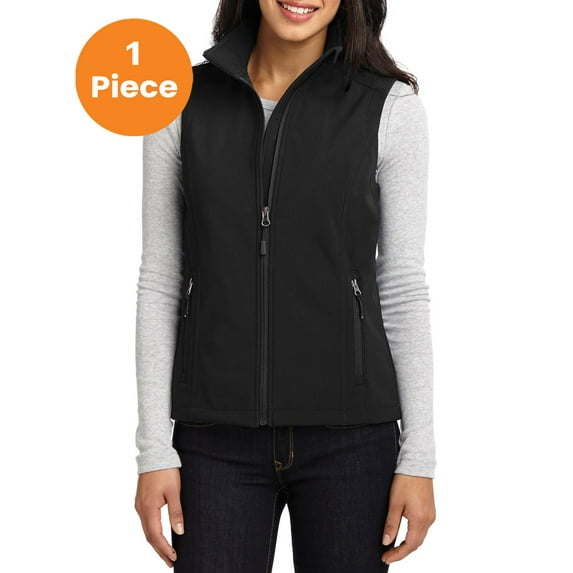 Port Authority L325 Ladies Core Soft Shell Vest , Black, L, Womens Fleece Jackets