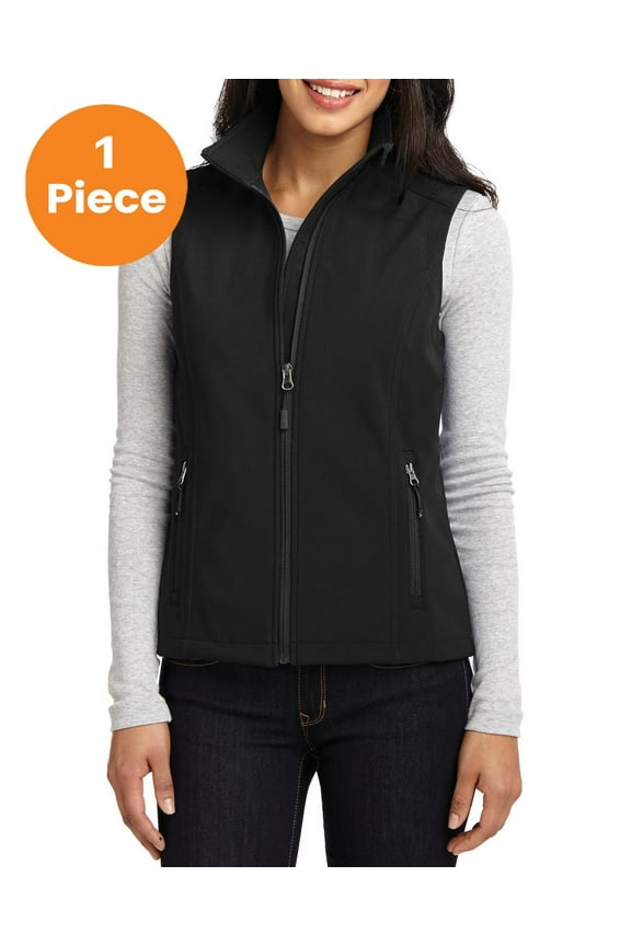 L325 Ladies Core Soft Shell Vest , Black, XXL, Womens Fleece Jackets