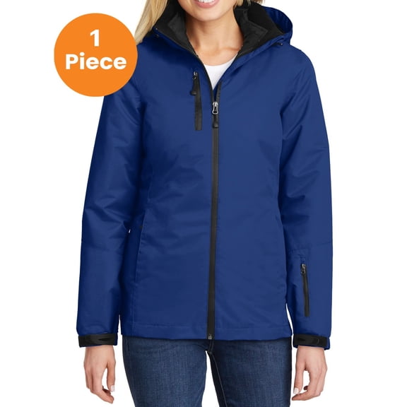 Port Authority L332 Ladies Vortex Waterproof 3-in-1 Jacket, Night Sky Blue/ Black, S, Womens Coats