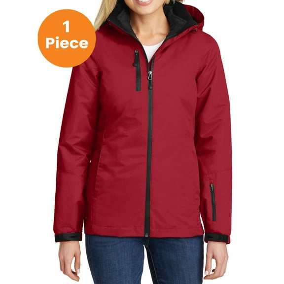 Port Authority L332 Ladies Vortex Waterproof 3-in-1 Jacket, Rich Red/ Black, 4XL, Womens Coats