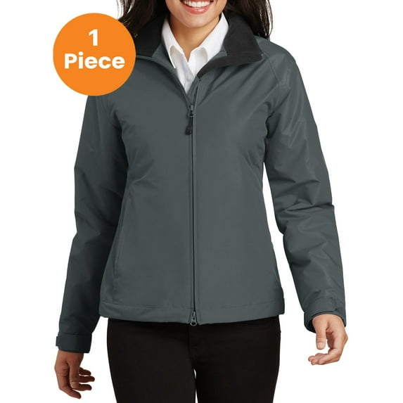 Port Authority L354 Ladies Challenger Jacket , Steel Grey/True Black, S, Womens Fleece Jackets