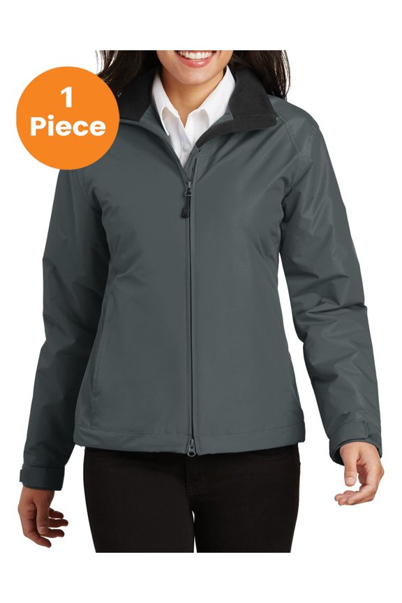 L354 Ladies Challenger Jacket , Steel Grey/True Black, S, Womens Fleece Jackets