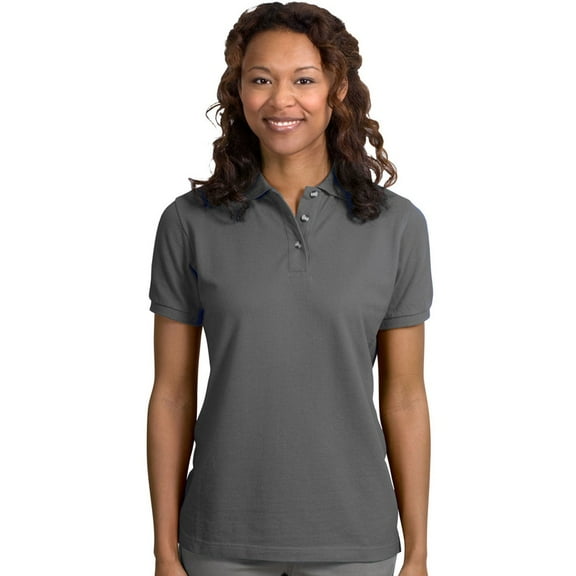 Port Authority L420 Ladies Heavyweight Cotton Pique Knit Polo, Steel Grey, 3XL
