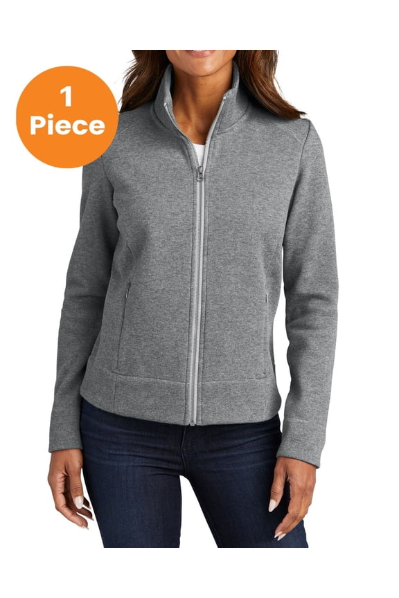 L422 Ladies Network Fleece Jacket, Grey Heather, XS, Womens Coats