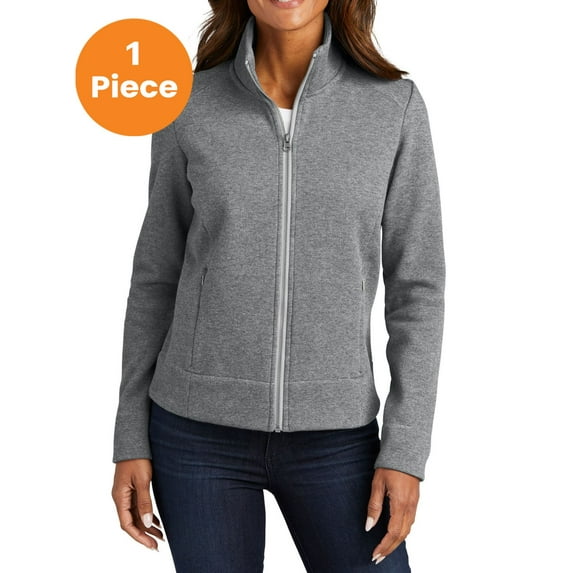 Port Authority L422 Ladies Network Fleece Jacket, Grey Heather, XS, Womens Coats