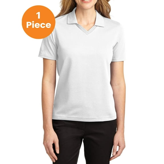 Port Authority L455 Ladies Rapid Dry Polo, White, XS, Womens Polo Shirts