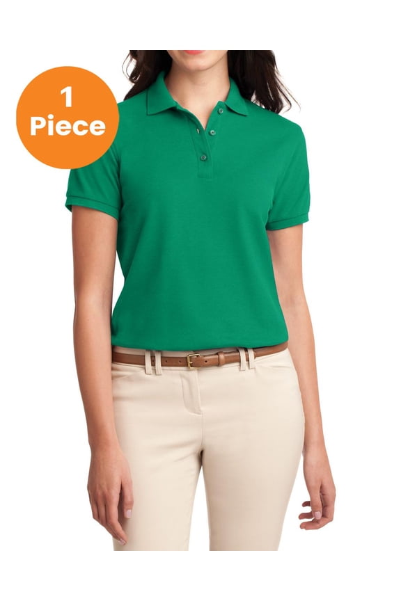 L500 Ladies Silk Touch Polo, Kelly Green, 3XL, Big Girls Shirts & Blouses