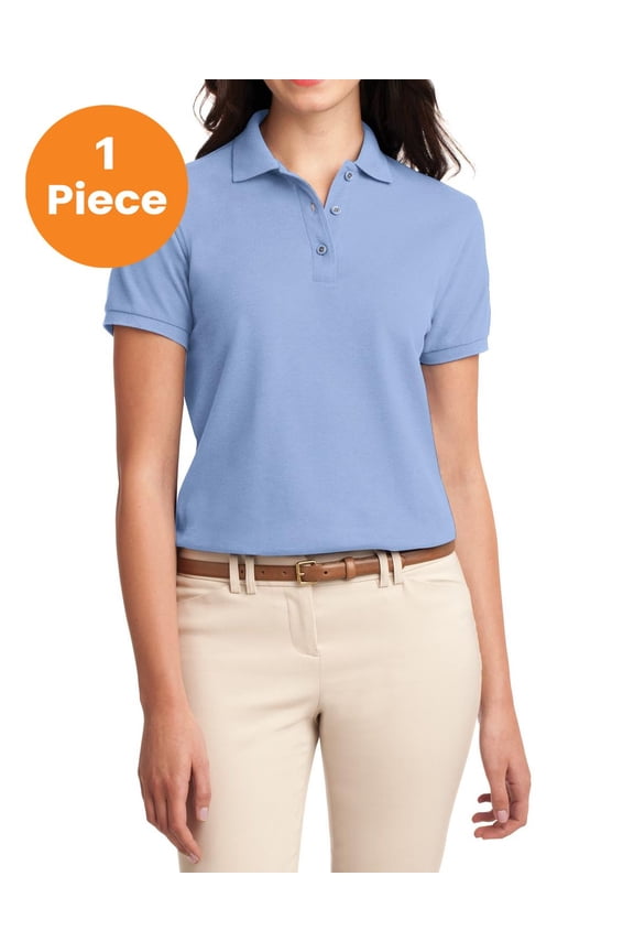 L500 Ladies Silk Touch Polo, Light Blue, 6XL, Womens Polo Shirts