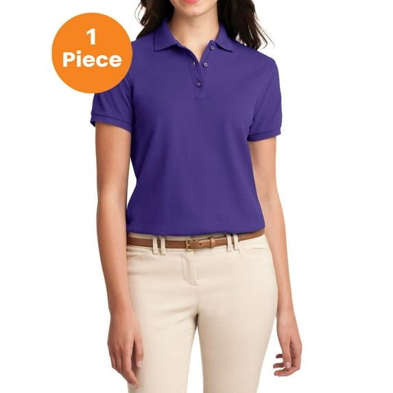 Port Authority L500 Ladies Silk Touch Polo, Purple, 6XL, Big Girls Shirts & Blouses