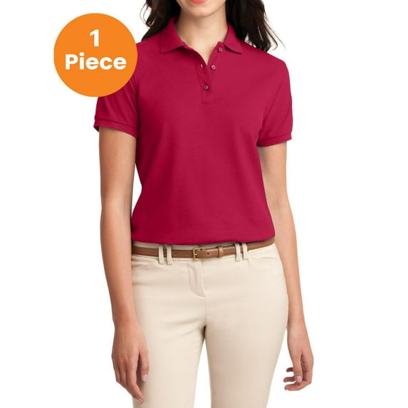 Port Authority L500 Ladies Silk Touch Polo, Red, 3XL, Big Girls Shirts & Blouses