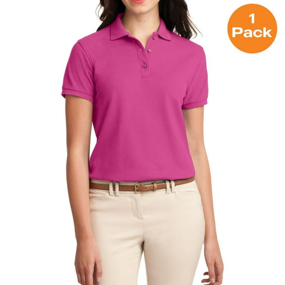 Port Authority L500 Ladies Silk Touch Polo, Tropical Pink, 3XL, Plus Size Tops