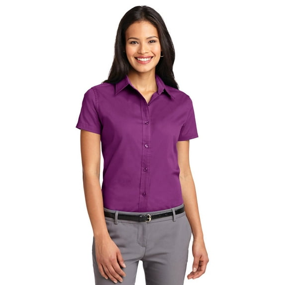 Port Authority L508 Ladies Short Sleeve Shirt - Deep Berry - Small