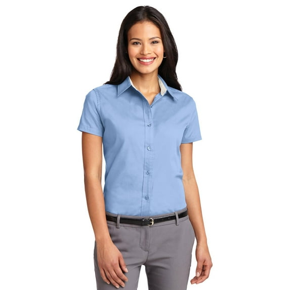 Port Authority L508 Ladies Short Sleeve Shirt - Light Blue/Light Stone - 4X-Large