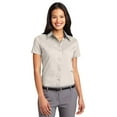 thumbnail image 1 of Port Authority L508 Ladies Short Sleeve Shirt - Light Stone/Classic Navy - Small, 1 of 2