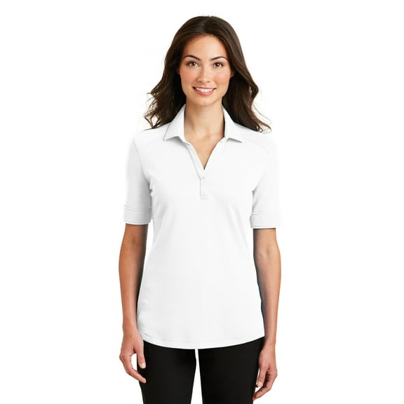 Port Authority L5200 Ladies Silk Touch Interlock Performance Polo, White, 4XL