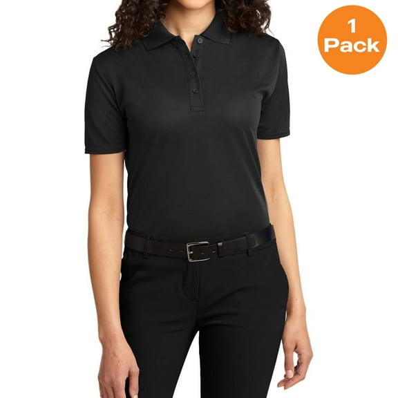 Port Authority L525 Ladies Dry Zone Ottoman Polo , Black, XS, Womens Polo Shirts