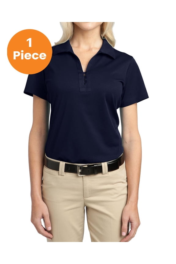 L527 Ladies Tech Pique Polo, Dark Navy, XXL, Womens Tops