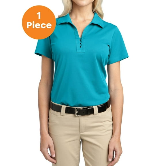 Port Authority L527 Ladies Tech Pique Polo, Deep Teal Blue, XS, Womens Tops