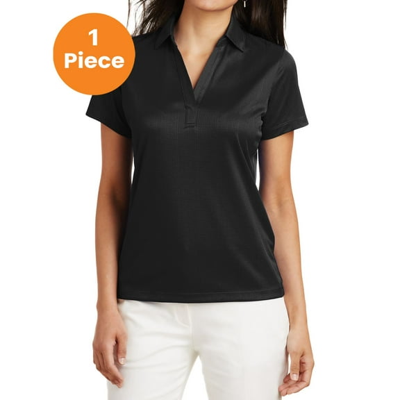 Port Authority L528 Ladies Performance Fine Jacquard Polo, Black, L, Womens Polo Shirts