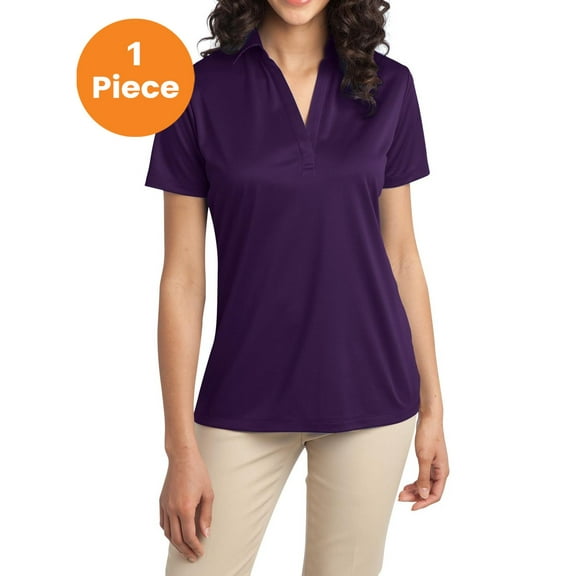 Port Authority L540 Ladies Silk Touch Performance Polo, Bright Purple, 4XL, Womens Tops