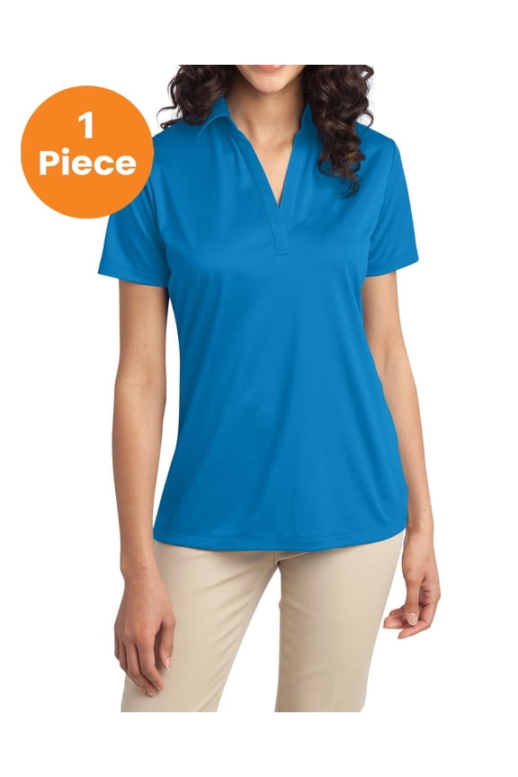 L540 Ladies Silk Touch Performance Polo, Brilliant Blue, 4XL, Womens Polo Shirts