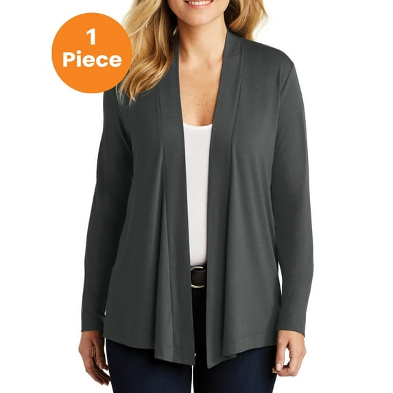 Port Authority L5430 Ladies Concept Knit Cardigan, Grey Smoke, 3XL, Cardigans for Women