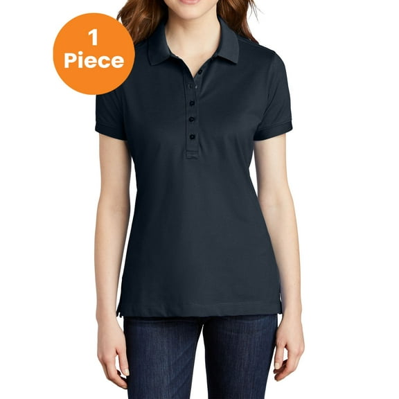 Port Authority L555 Ladies Stretch Pique Polo, Dress Blue Navy, XS, Womens Polo Shirts