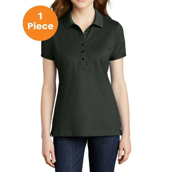 Port Authority L555 Ladies Stretch Pique Polo, Grey Smoke, 3XL, Womens Polo Shirts