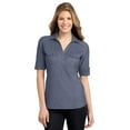 thumbnail image 1 of Port Authority L557 Ladies Oxfort Pocket Polo Shirt - Dress Blue Navy/ White - 4X-Large, 1 of 2