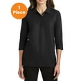 thumbnail image 1 of Port Authority L562 Ladies Silk Touch 3/4-Sleeve Polo, Black, XXL, Womens Polo Shirts, 1 of 1