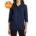 thumbnail image 1 of Port Authority L562 Ladies Silk Touch 3/4-Sleeve Polo, Navy, XS, Womens Polo Shirts, 1 of 1