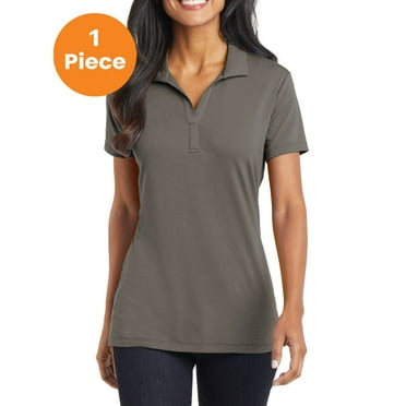 Port Authority L568 Ladies Cotton Touch Performance Polo, Grey Smoke, XXL, Plus Size Tops