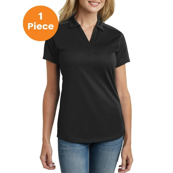 Port Authority L569 Ladies Diamond Jacquard Polo , Black, 3XL, Plus Size Tops