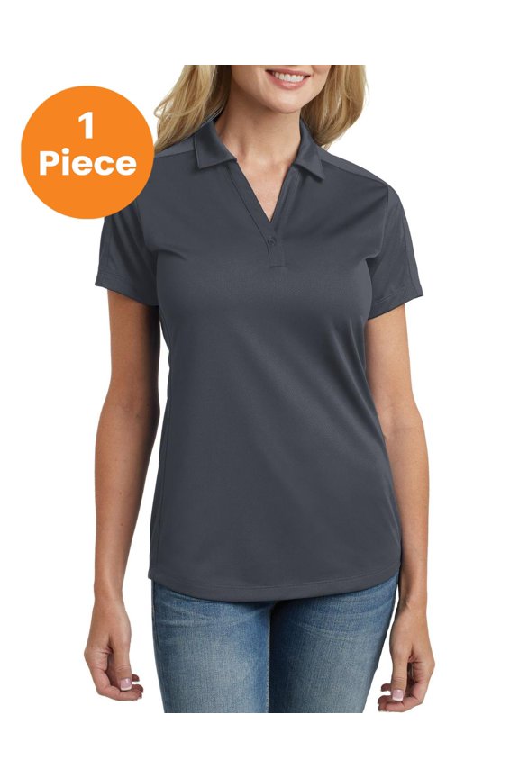 L569 Ladies Diamond Jacquard Polo , Graphite, 4XL, Womens Polo Shirts