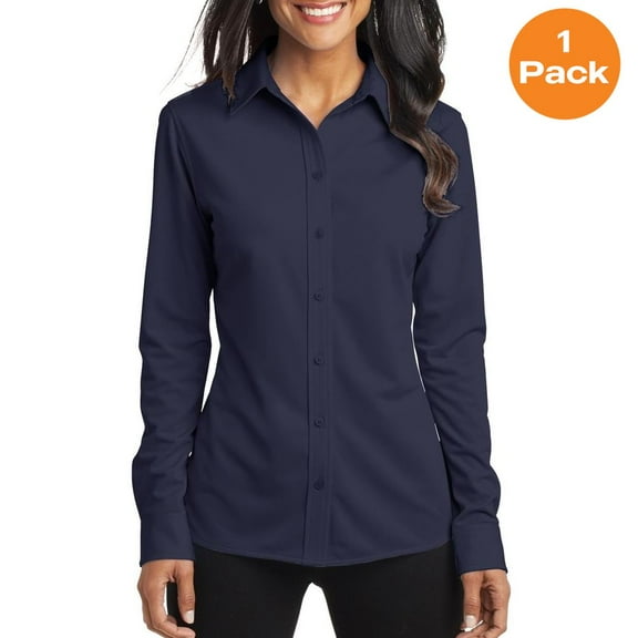 Port Authority L570 Ladies Dimension Knit Dress Shirt, Dark Navy, 3XL, Plus Size Dresses