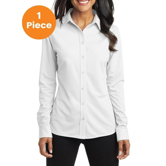 Port Authority L570 Ladies Dimension Knit Dress Shirt, White, 4XL, Plus Size Dresses