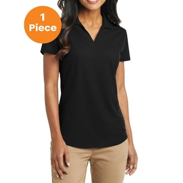 Port Authority L572 Ladies Dry Zone Grid Polo, Black, 4XL, Plus Size Tops